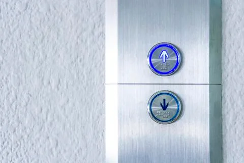 Press the elevator up and keypad elevator Stock Photos