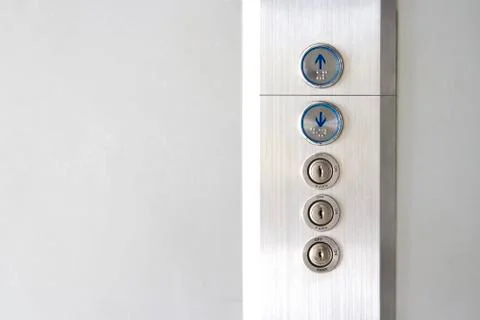 Press the elevator up and keypad elevator Stock Photos