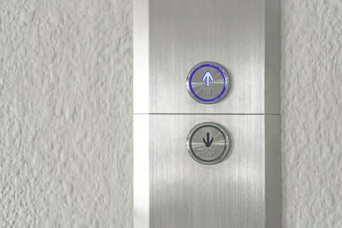 Press the elevator up and keypad elevator Stock Photos