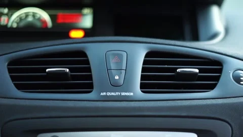 Press the emergency button in the car Stock Footage 257841974