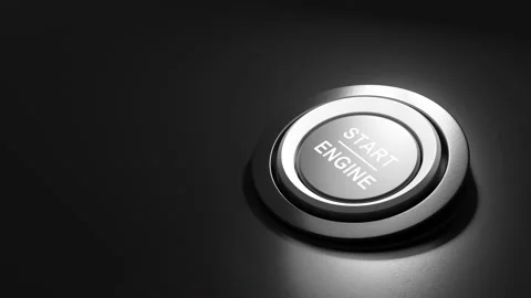 Press the engine button. Start the car concept. 3D video Stock Footage 148552868