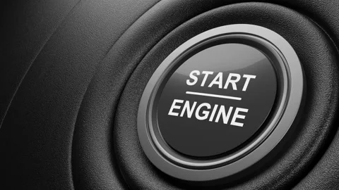 Press the engine button. Start the car concept. 3D video Stock Footage 148552925