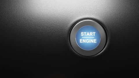 Press the engine button. Start the car concept. 3D video Stock Footage 148593611