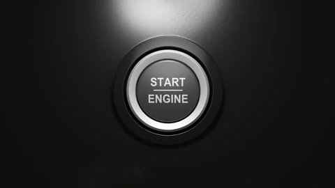 Press the engine button. Start the car concept. 3D video Stock Footage 148593630