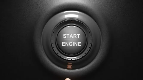 Press the engine button. Start the car concept. 3D video Stock Footage 154012904