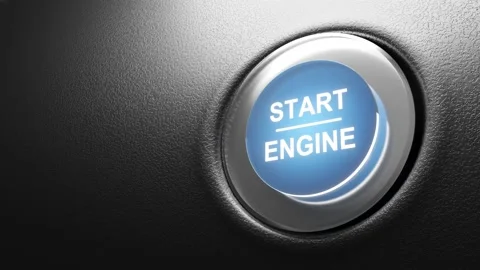 Press the engine button. Start the car concept. 3D video Stock Footage 155132844