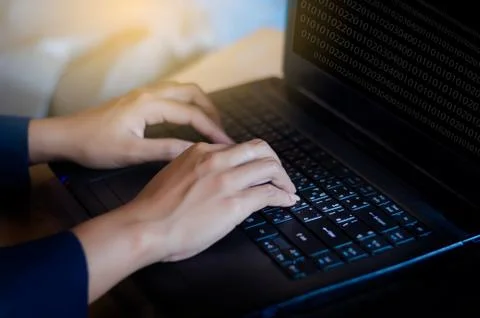 Press enter button on the computer. business Communication network World map Stock Photos