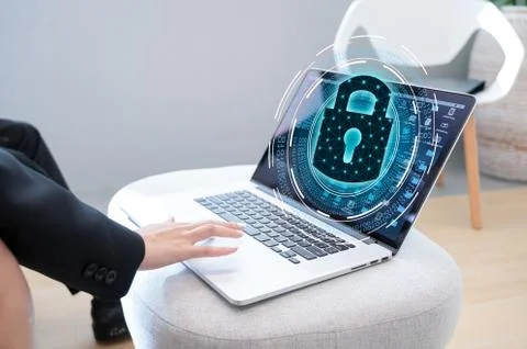 Press enter button on the computer. Key lock security system abstract technol Stock Photos