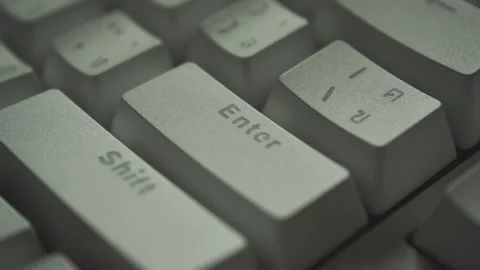 Press enter button on a vintage keyboard Stock Footage 287450662