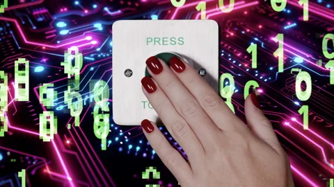 Press to exit button with code and data 스톡 동영상 322070314