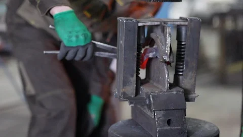 Press forging metal Stock Footage 92155596