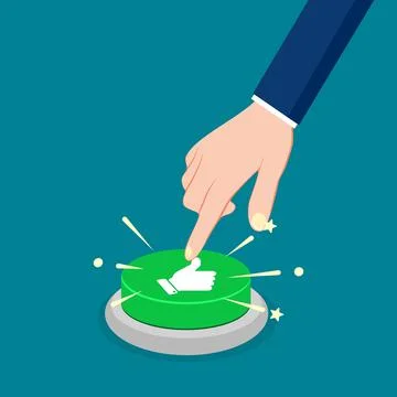 Press the green like button. Favorite Concept Vector Stock Illustration