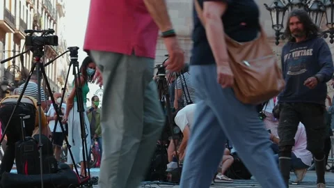A press group preparing to record gay pride day Stock Footage 133804293
