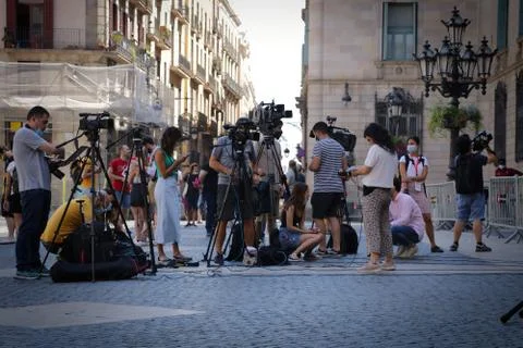 A press group preparing to record gay pride Stock Photos