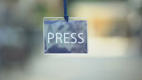 Press identification card against blurred background, privilege pass for media Stock Footage 113517211