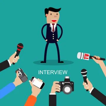 Press interview with a businessman Illustrazione stock