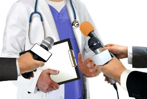 Press interview with doctor Stock Photos