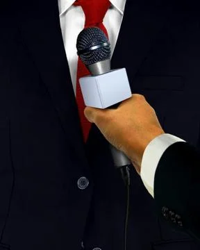 Press interview with microphone Stock Photos