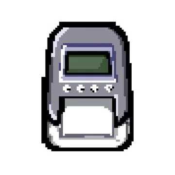 Press label printer game pixel art vector illustration Stock Illustration