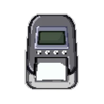 Press label printer pixel art vector illustration Stock Illustration