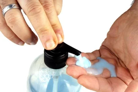 Press the liquid soap Stock Photos