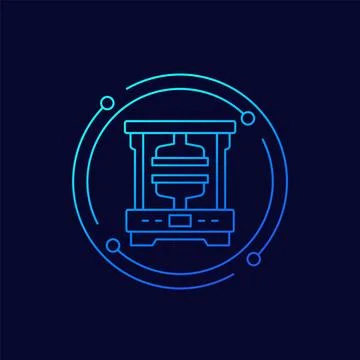 Press machine icon, linear design Stock Illustration