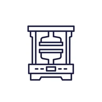 Press machine line icon on white Illustrazione stock