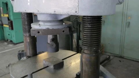 Press Machine. Screw pole. The view from the top down. Industrial production. Stock Footage 94247133