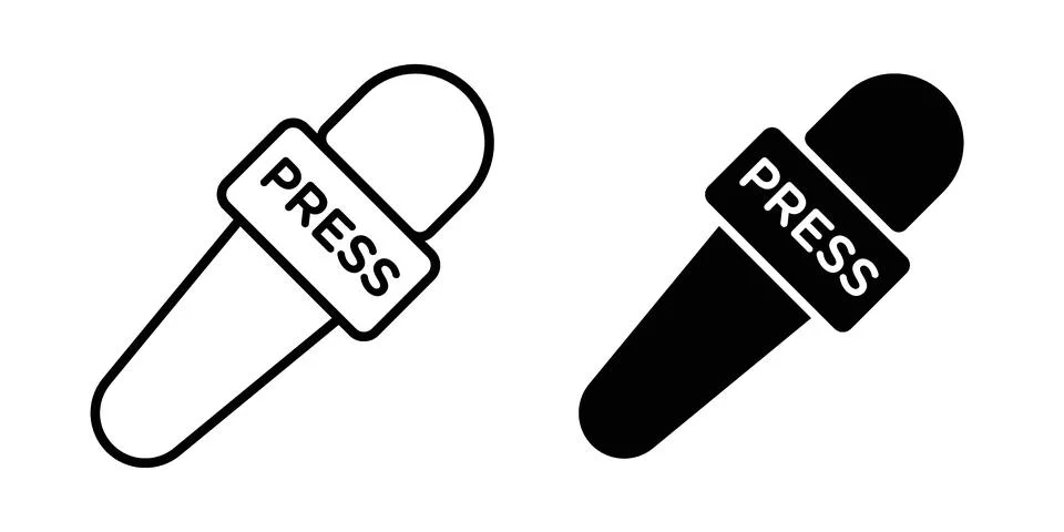 Press Microphone icon vector concepts, line and silhouette style Stock Illustration