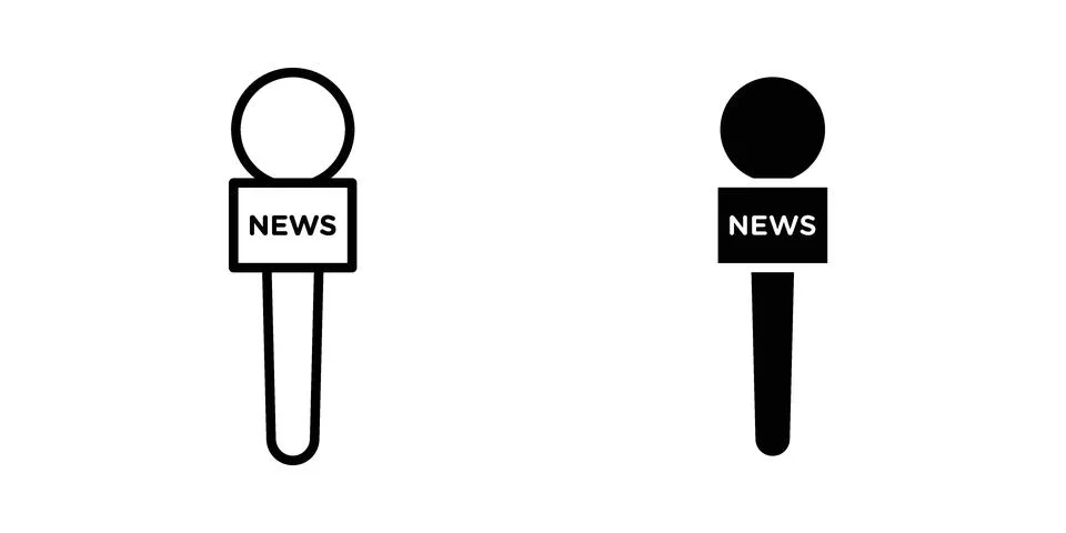 Press Microphone icon vectors. Illustrations in black Stock Illustration