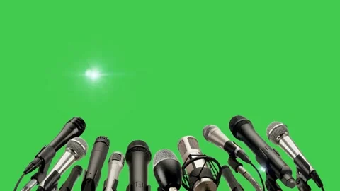 Press Microphones Green Screen Widescreen Overlay Stock-Footage 344765515