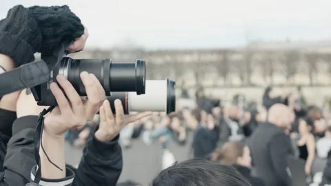 Press photographer capturing climate change protest in paris Stock Footage 305355115