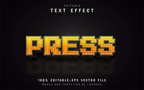 Press pixel text effect editable Stock Illustration