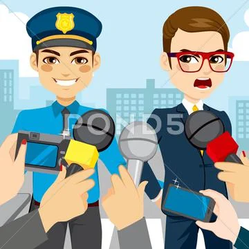 Press Police Arresting Stock Illustration