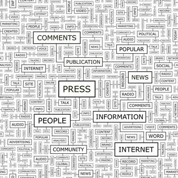 PRESS PRESS. Seamless pattern. Word cloud illustration. Copyright: xZoonar... Foto stock