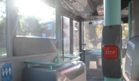 Press on the red button to request a bus stop Stock Photos
