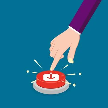 Press the red download button. The concept of data loading. business vector Illustrazione stock