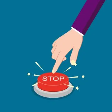 Press the red stop button. Stop concept. business concept vector Stock Illustration