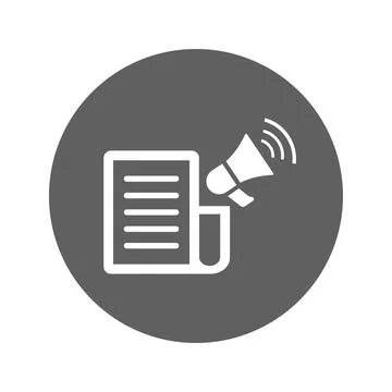 Press, release, ad, broadcast icon. Gray vector graphics. Illustrazione stock