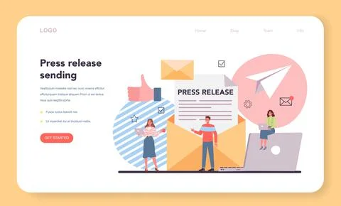 Press release web banner or landing page. Mass media Stock Illustration