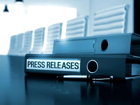 Press Releases on File Folder. Blurred Image. 3D Illustration Stock Illustration