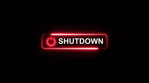 Press shutdown button on virtual screen neon line animation Stock Footage 321469911