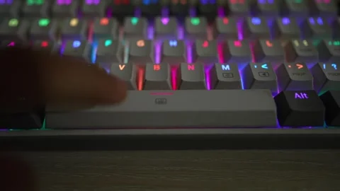 Press space button computer mechanical keyboard Stock Footage 290945427