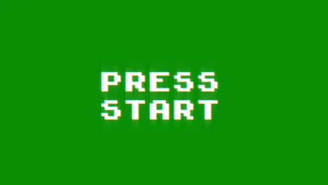 Press start 8-bit text pixel dynamic glitch animation video game effect Stock Footage 313076202