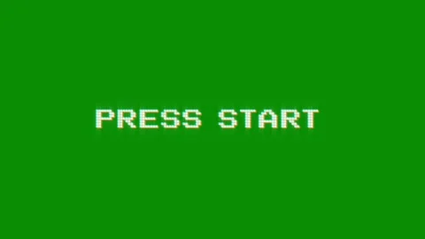 Press start 8-bit text pixel dynamic glitch animation video game effect 動画素材 313076204