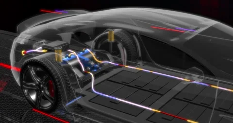 Press Start Button Electric Vehicle Power System Engaged Scene. Stock Footage 329177780