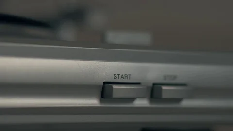 Press start button. Male index finger turning on a start button. Stock Footage 79055046