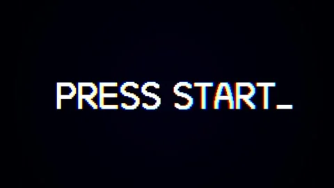 Press Start Digital Glitch Text Animation with RGB Split Effect Video stock 320149329