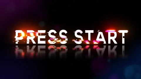 Press Start Glitch Text Animation Stock Footage 338305499