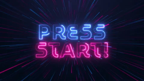 Press start - neon text Video stock 180727285